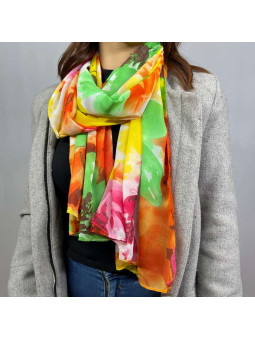 Écharpe En Soie Aux Couleurs Vives De 180cm x 70cm Demi Saisons Premium