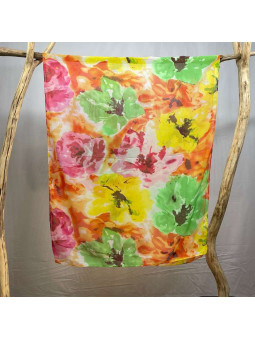 Écharpe En Soie Aux Couleurs Vives De 180cm x 70cm Demi Saisons Premium