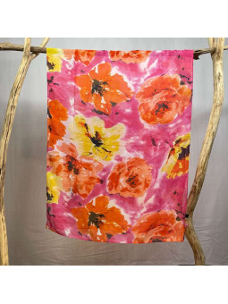 Écharpe En Soie Fleurie Aux Agrume De 180cm x 70cm Demi Saisons Premium