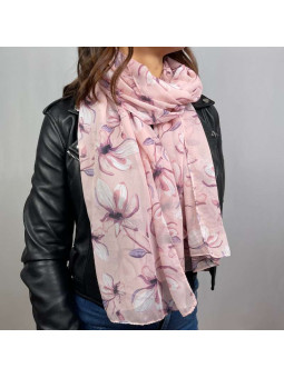 Écharpe En Soie Blanche Aux Fleurs Rouge De 180cm x 70cm Demi Saisons Premium