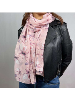 Écharpe En Soie Blanche Aux Fleurs Rouge De 180cm x 70cm Demi Saisons Premium