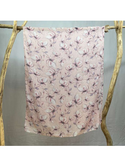 Écharpe En Soie Blanche Aux Fleurs Rouge De 180cm x 70cm Demi Saisons Premium