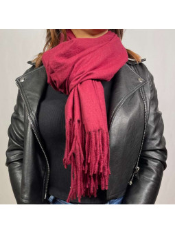 Écharpe En Cachemire Rouge Bordeaux Premium