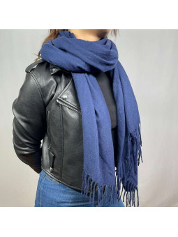 Écharpe En Cachemire Bleu Nuit Premium