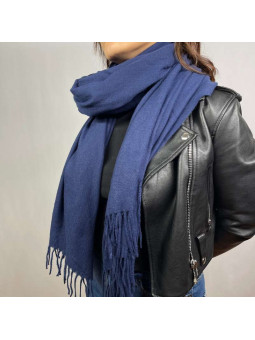 Écharpe En Cachemire Bleu Nuit Premium