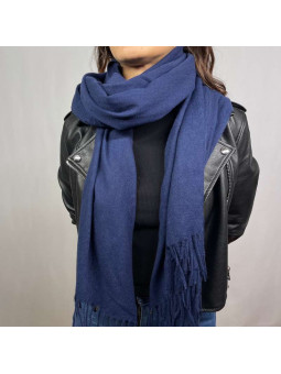 Écharpe En Cachemire Bleu Nuit Premium