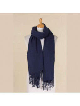 Écharpe En Cachemire Bleu Nuit Premium