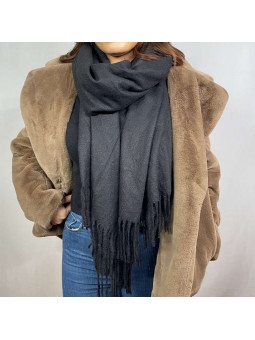 Écharpe En Cachemire Noir Intense Premium De 70x180cm