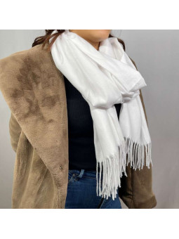 Écharpe En Cachemire Blanche Premium De 70x180cm