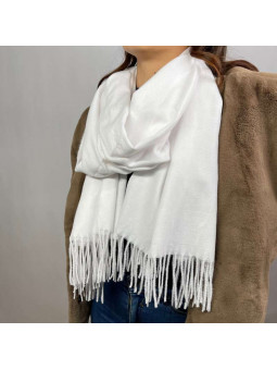 Écharpe En Cachemire Blanche Premium De 70x180cm