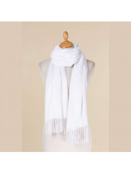 Écharpe En Cachemire Blanche Premium De 70x180cm