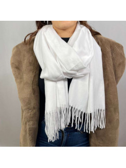 Écharpe En Cachemire Blanche Premium De 70x180cm