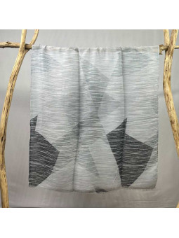 Écharpe En Coton Aux Nuances De Gris Et Noir Rayés