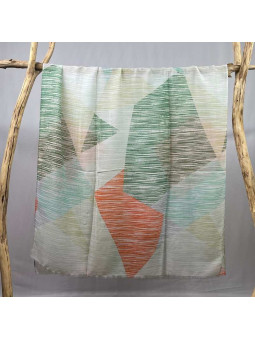 Écharpe En Coton Aux Nuances De Vert Et Orange Rayés De 180cm x 90cm