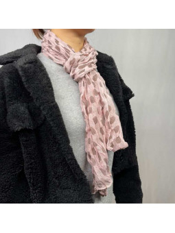 Fine Écharpe Rose Aux Imprimés De Pois Chocolat De 180cm x 50cm