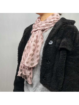 Fine Écharpe Rose Aux Imprimés De Pois Chocolat De 180cm x 50cm