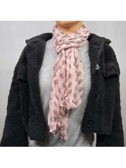 Fine Écharpe Rose Aux Imprimés De Pois Chocolat De 180cm x 50cm