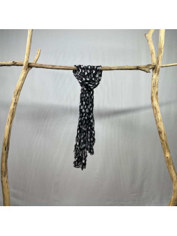 Fine Écharpe Noir Aux Imprimés De Pois Blanc De 180cm x 50cm