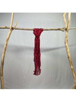 Fine Écharpe Rouge Aux Imprimés De Pois Noir De 180cm x 50cm