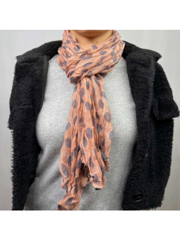 Fine Écharpe Corail Aux Imprimés De Pois Violet De 180cm x 50cm