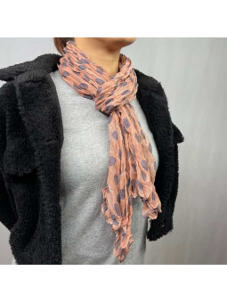 Fine Écharpe Corail Aux Imprimés De Pois Violet De 180cm x 50cm