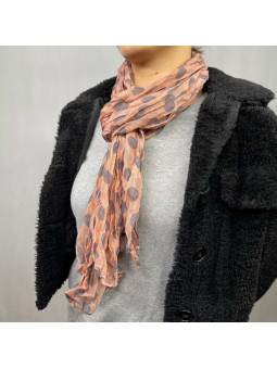 Fine Écharpe Corail Aux Imprimés De Pois Violet De 180cm x 50cm