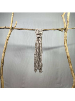 Fine Écharpe Beige Aux Imprimés De Pois Marron Glacé De 180cm x 50cm