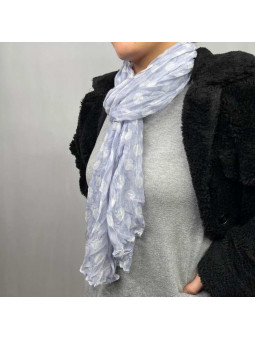 Fine Écharpe Lilas Aux Imprimés De Pois Blanc De 180cm x 50cm