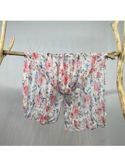 Écharpe Aux Motifs Printaniers Blanche Et Rose Fleuris