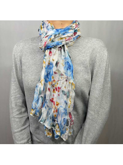 Écharpe Aux Motifs Printaniers Rouge Et Verte Fleuris