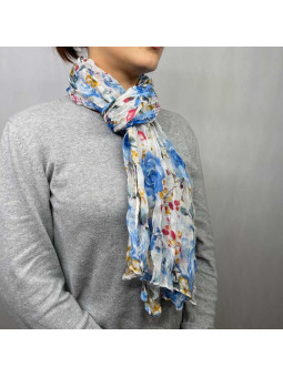 Écharpe Aux Motifs Printaniers Rouge Et Verte Fleuris