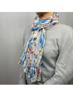 Écharpe Aux Motifs Printaniers Rouge Et Verte Fleuris