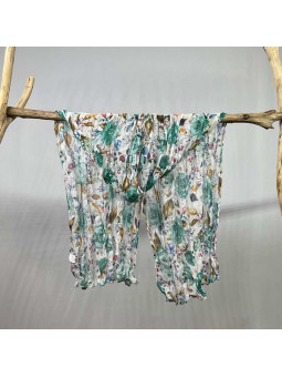 Écharpe Aux Motifs Printaniers Blanche Et Verte Fleuris