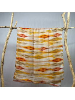 Écharpe 180 cm Jaune Rayé Avec Des Touches D'Orange Premium