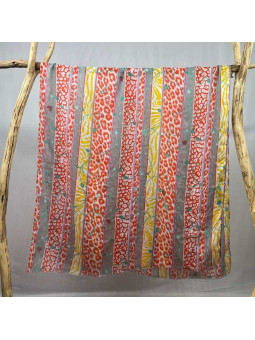 Écharpe De 180 cm Tachetée De Rouge, Jaune Et Grise Premium