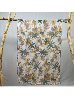 Écharpe 180 cm Aux Fleurs Vertes Et Taupe Premium