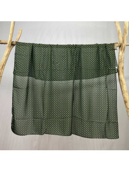 Fine Écharpe Verte Aux Petits Points Blanc Premium