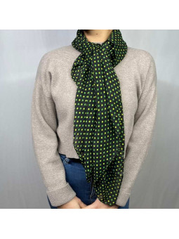 Fine Écharpe Verte Aux Petits Points Blanc Premium