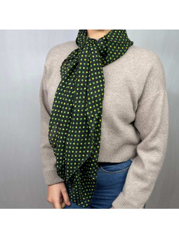 Fine Écharpe Verte Aux Petits Points Blanc Premium