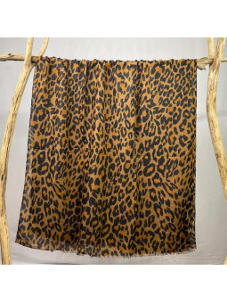 Écharpe 180 cm Aux Motifs Léopard De Couleur Cachou Premium