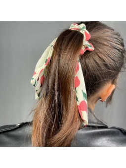 Petit Foulard Sur Chouchou Pour Les Cheveux Aux Motifs De Tulipes Rose