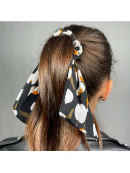 Foulard Pour Cheveux Noir Aux Motifs Délicats Fleuris