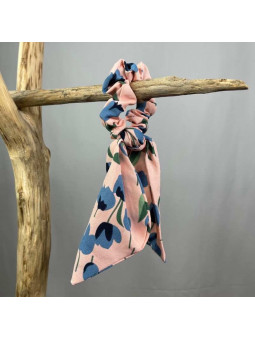 Foulard Rose Cheveux Aux Motifs De Tulipes Bleu