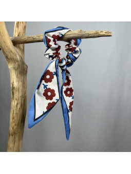 Foulard Cheveux Bleu Aux Petites Fleurs Bordeaux