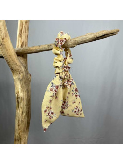 Foulard Cheveux Beige Aux Petites Fleurs Délicates