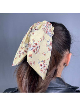 Foulard Cheveux Beige Aux Petites Fleurs Délicates Premium