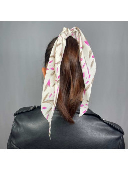 Foulard Pour Cheveux Blanc Aux Leger Motifs Fleuris