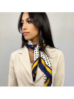 Foulard Motif Petit Point Bleu
