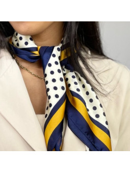 Foulard Motif Petit Point Bleu