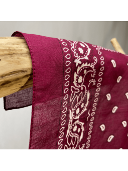 Bandana 55 cm Violet Prune Intense Au Motif Paisley Original